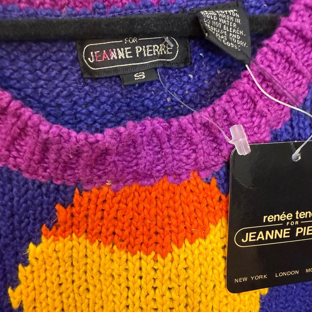 Vintage Jeanne Pierre Women's Colorful Knit Sweater Vest - Picture 2 of 4